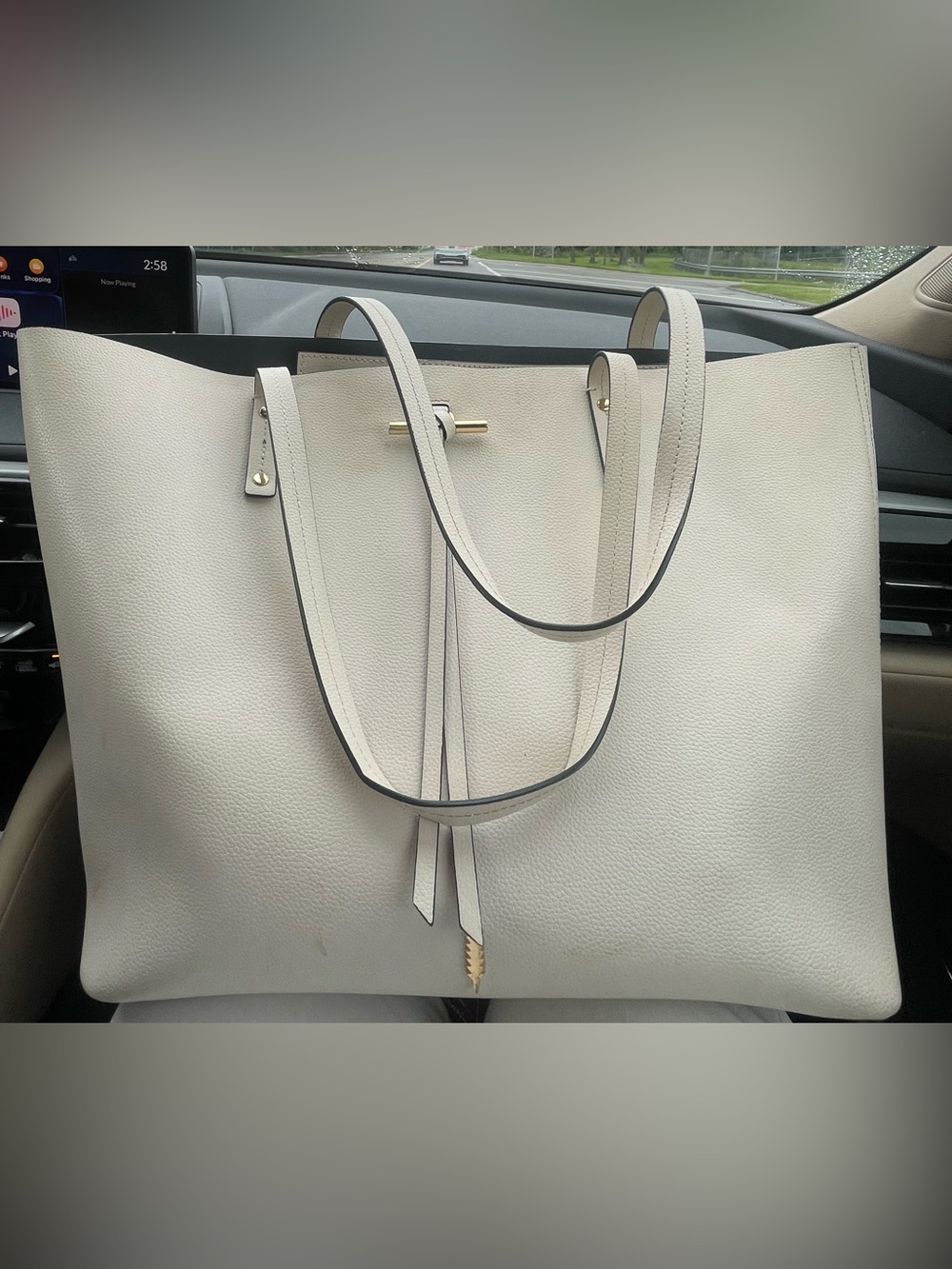 Thacker Classic Cream Tote Bag with Subtle Gold Accent